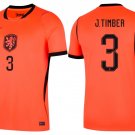 men's & kids Netherlands National Soccer Uniform 3 Jurrien Timber Jersey Home 2026 Orange Activewear