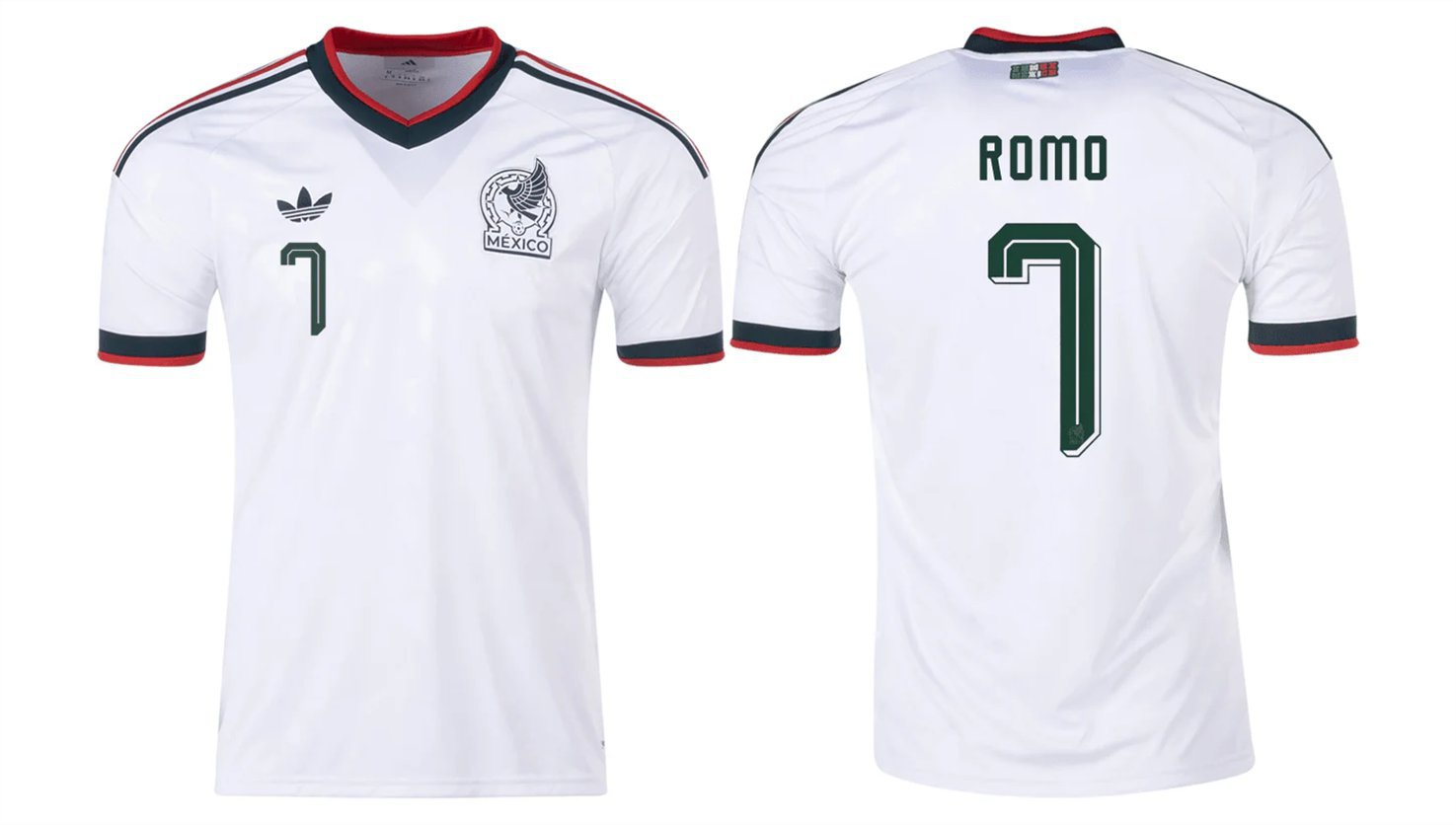 men's & kids Mexico National Team Soccer Uniform 7 Romo Jersey Away Stadium 2026 White Activewear