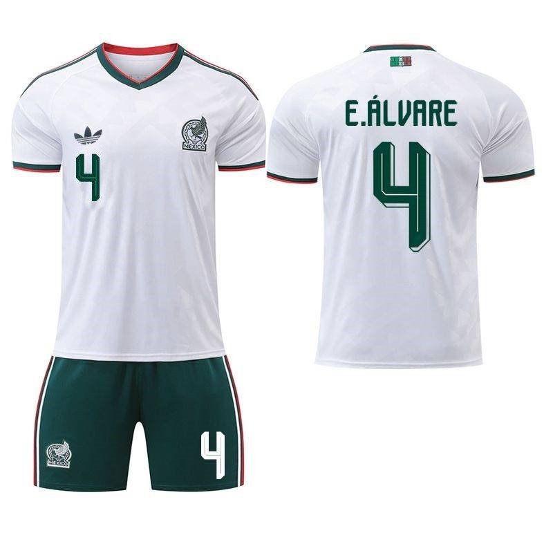 men's & kids Mexico Soccer Uniform suit 4 Edson Alvarez Jersey set Away 2026 White Activewear kit