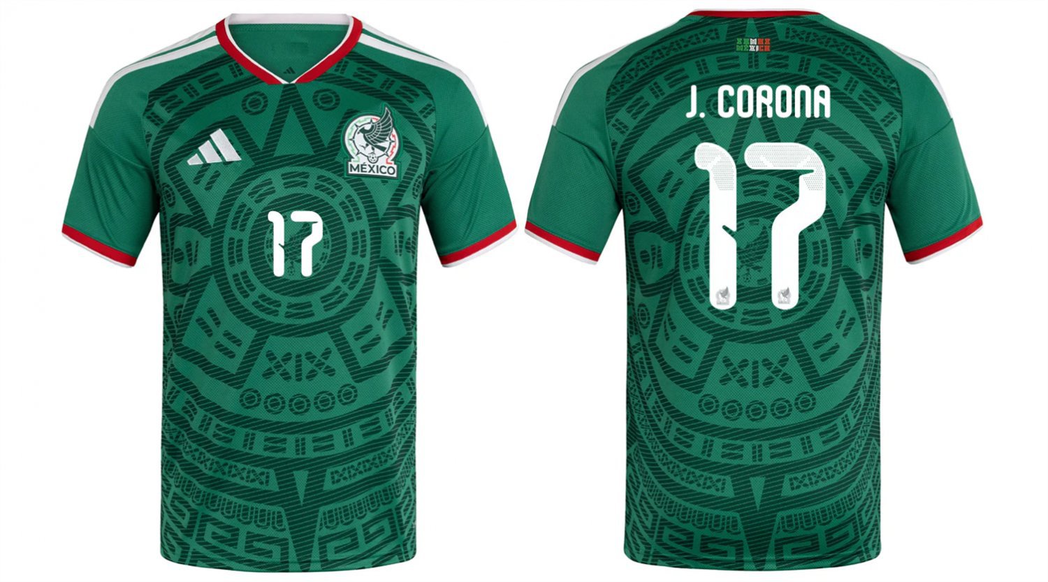 men's & kids Mexico Soccer Team Uniform 17 J. Corona Jersey Home 2026 Green Activewear