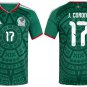 men's & kids Mexico Soccer Team Uniform 17 J. Corona Jersey Home 2026 Green Activewear