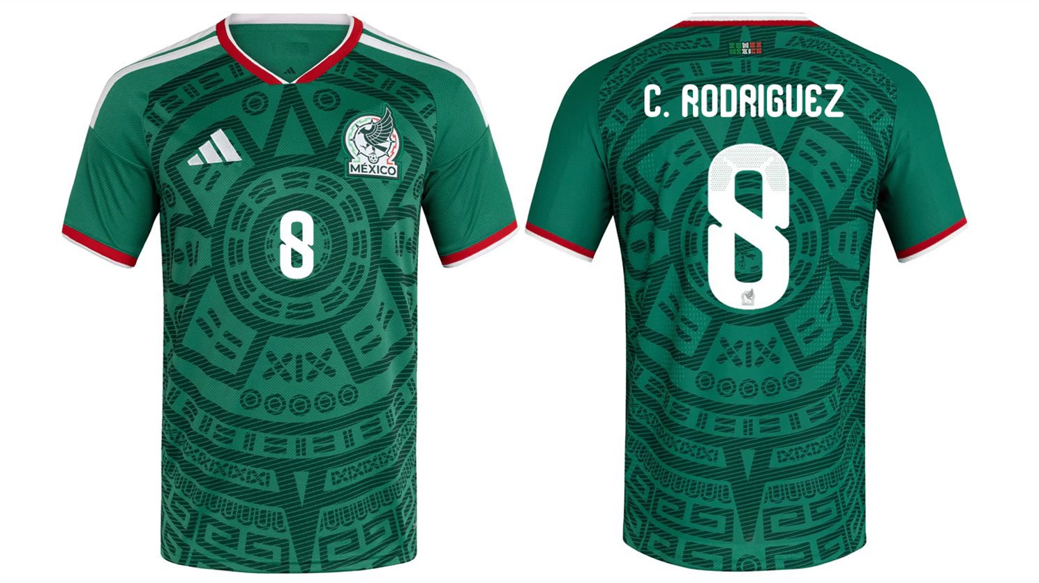 men's & kids Mexico Soccer Team Uniform 8 C. Rodriguez Jersey Home 2026 Green Activewear