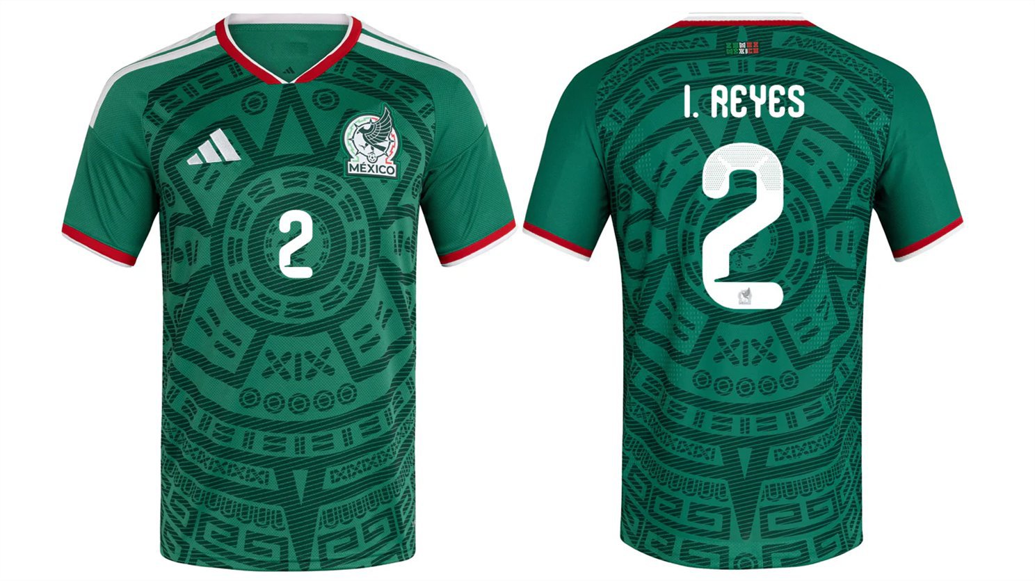 men's & kids Mexico Soccer Team Uniform 2 I. Reyes Jersey Home 2026 Green Activewear