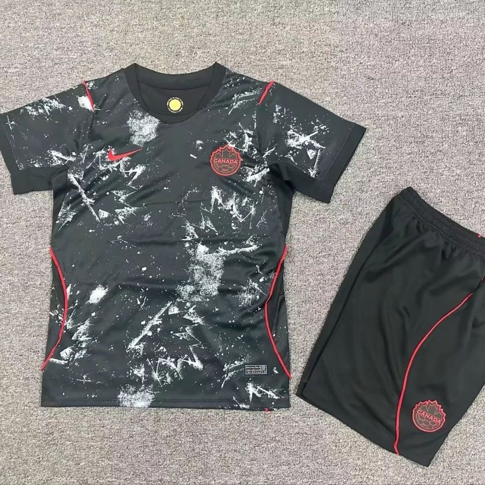 men's & kids Canada National Team Soccer Uniform suit Blank Jersey set Away 2026 Black Activewear