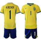 men's & kids Brazil National Soccer Uniform suit 1 A.BECKER Jersey set Home 2026 Gold Activewear kit