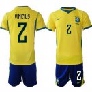 men's & kids Brazil National Soccer Uniform suit 2 Vinicius Jersey set Home 2026 Gold Activewear kit