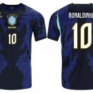 men's & kids Brazil National Soccer Uniform 10 Ronaldinho Jersey Away Stadium 2026 Blue Activewear