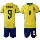 men's & kids Brazil National Soccer Uniform suit 9 Ronaldo Jersey set Home 2026 Gold Activewear kit