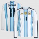 men's & kids Argentina National Soccer Uniform 11 Angel Di Maria Jersey Home 2026 Blue Long-Sleeve