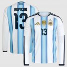 men's & kids Argentina National Soccer Uniform 13 Romero Jersey Home Stadium 2026 Blue Long-Sleeve