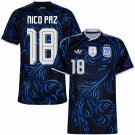 men's & kids Argentina National Soccer Uniform 18 Nico Paz Jersey Away Stadium 2026 Black Activewear