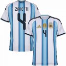 men's & kids Argentina National Soccer Uniform 4 Zanetti Jersey Home Stadium 2026 Blue Activewear