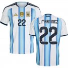 men's & kids Argentina National Soccer Team Uniform 22 L. MARTINEZ Jersey Home 2026 Blue Activewear