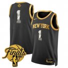 men's & youth New York Knicks Basketball Uniform #1 Jersey 2026 Finals Activewear Black Gold Shirt