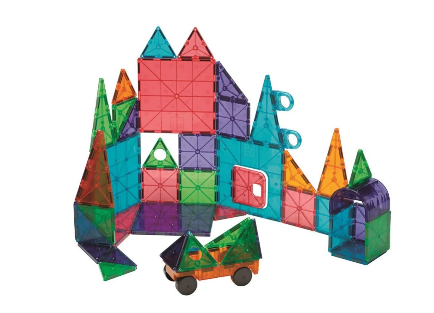 Magna Tiles Magnetic Geometric Shapes Building Tile 48 Piece Deluxe Set Clear Multicolors