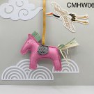 Leather Rodeo Horse Bag Charm With Genuine Crocodile Leater Saddle