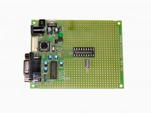 PIC Microchip PIC-P18 prototype board with components - ICD2, PICkit2, JDM...