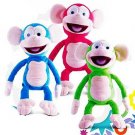The monkey is interactive, laughs and bounces