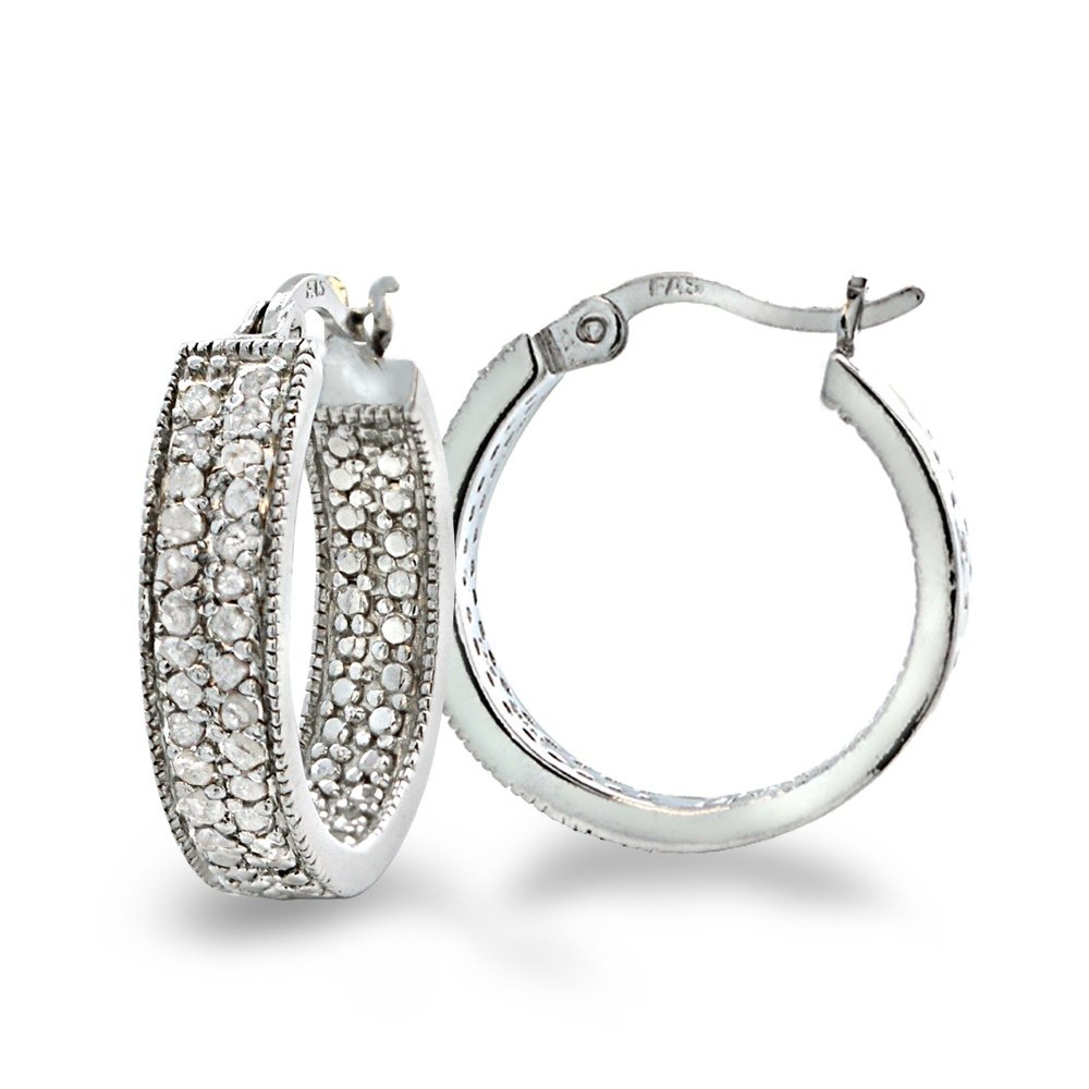 1-2 Ct Diamond 2-Row Hoop Earrings HBR13854