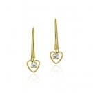10K Gold CZ & Heart Mini Dangle Earrings ESG11709