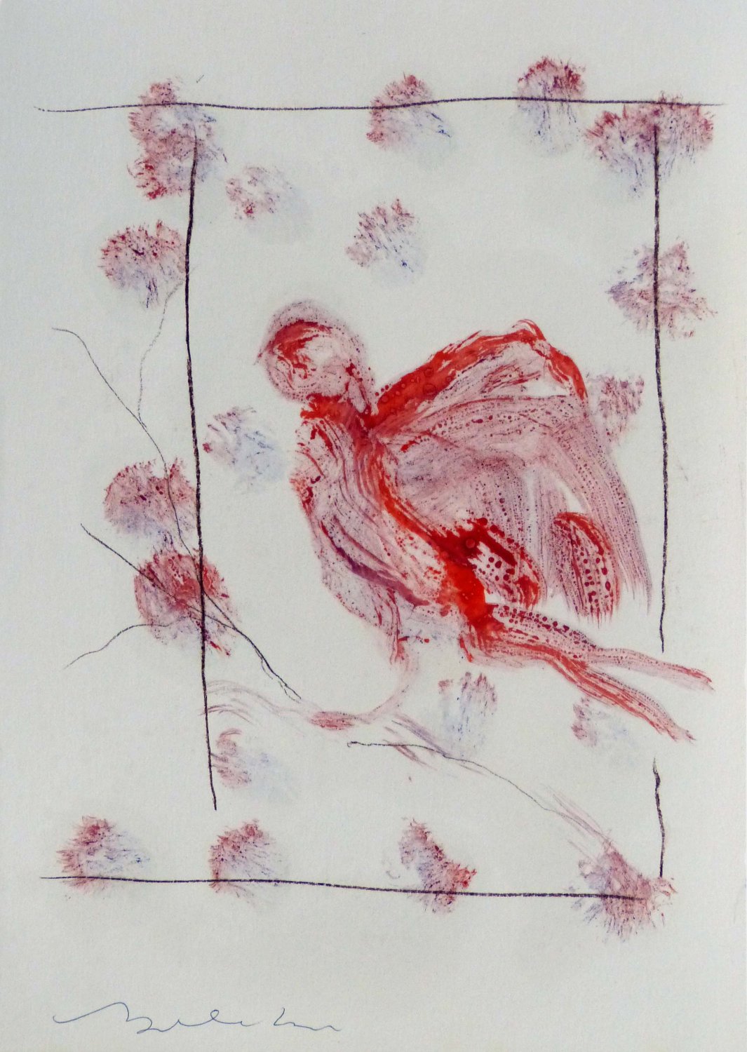 Christmas Birds 1 - original painting - 29x21 cm