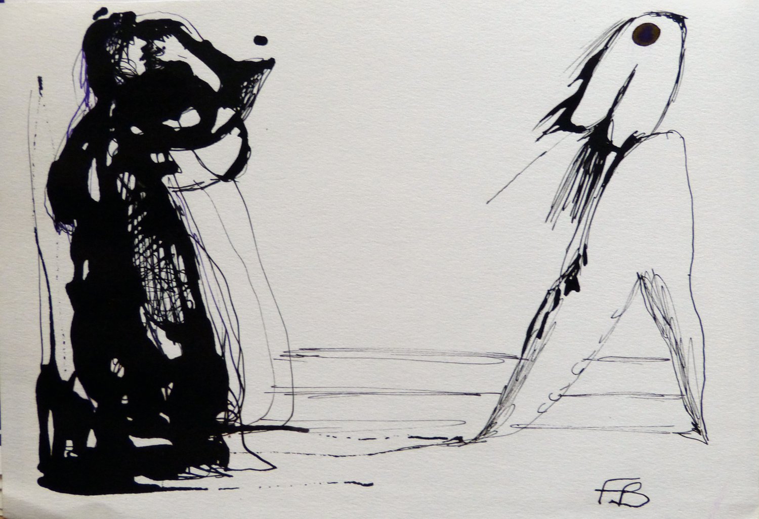 The Spooks 3 - original surrealist drawing - 22x15 cm