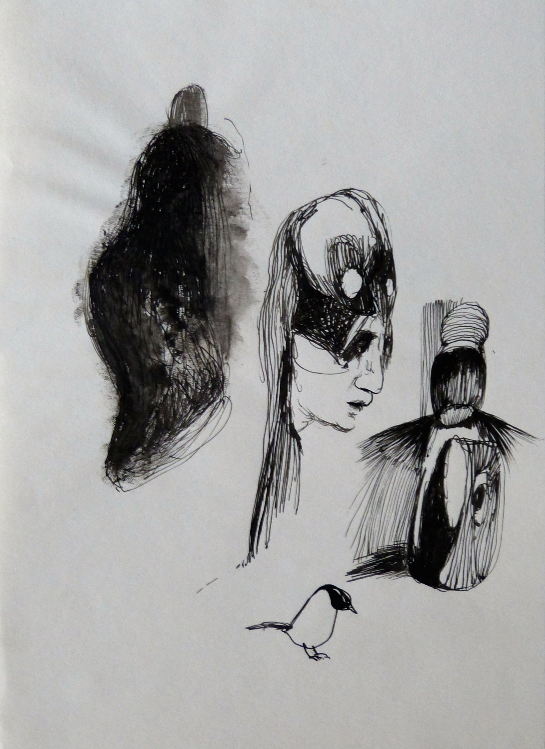 The Spooks 4 - original surrealist drawing - 21x15 cm