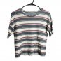 American Eagle Super Soft Knit Striped Cropped T Shirt Small Cream Gray Pink