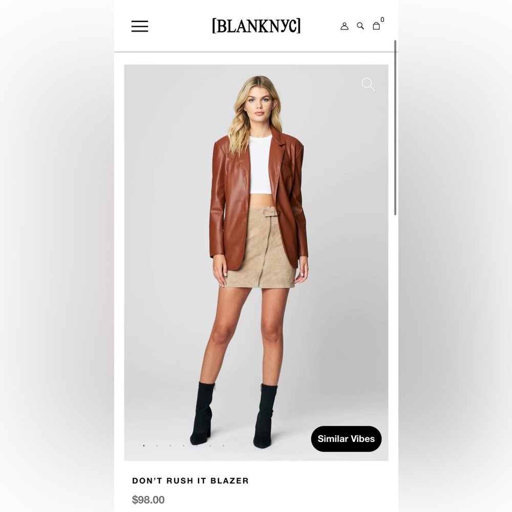 Blank NYC Brown Leather Blazer",