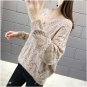 Khaki Batwing Sleeve Hollow Out Knitwear Sweater Women Jumper Winter Pullover Top