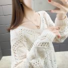 White Batwing Sleeve Hollow Out Women Knitwear Sweater Jumper Winter Pullover Top
