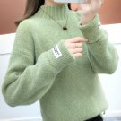 Women Turtleneck Knitwear Green Pullover Sweater Knit Jumper Winter Autumn High Neck Sweater