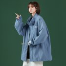 Women Camping Hiking Sport Jacket Outwear Oversized Coat Sweats Athletic Activewear Blue Loose