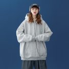 Athletic Women Hooded Hoodie Jacket Outwear Plus Size Coat Activewear Light Grey Kangaroo Pockets