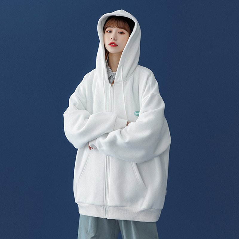Athletic Women Hoodie Jacket Outwear Plus Size Autumn Coat Zipper Kangaroo Pockets Activewear