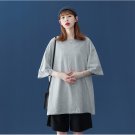 Casual T-shirt Women Leisure Cotton Top Shirt Casual Short Sleeve Summer Home Grey Oversized