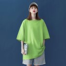 Crew Neck T-shirt for Women Cotton Top Shirt Casual Short Sleeve Summer Beach Oversized Green