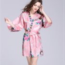 Women Peacock Flower Robe Nightdress Wrap Dress Sleepwear Sleep Dress V Neck with Belt Club Party
