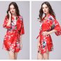 Red Women Peacock Floral Wrap Dress Cocktail Flower Belt Prom Party Dress Nightgown Sleepwear