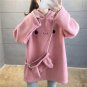 Women Rabbit Ear Hoodie Hooded Jacket Outwear Coat Sherpa Fleece Oversized Plus Size Fluffy