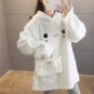Women Rabbit Ear Hoodie Bunny Jacket Outwear Coat Sherpa Fleece Oversized Plus Size Fuzz Winter