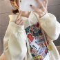 Women Cartoon Hoodie Hooded Jacket Fleece Oversized Outwear Coat Plus Size Drawstring Leisure Beige