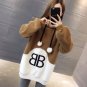 Khaki Fuzz Women Pom Pom Color Block Hoodie Fleece Jaket Outwear Letter Coat Alphabets Winter Jumper