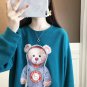 Cartoon Bear Women Faux Twinset Outwear Jacket Sweats Coat Ribbed Long Sleeve Hoodie Graphic