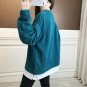 Cartoon Bear Women Faux Twinset Outwear Jacket Sweats Coat Ribbed Long Sleeve Hoodie Graphic
