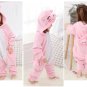 Kids Baby Pig Romper Costume Flannel Hooded Onesies Sleepwear Outfits Pajamas Jumpsuit