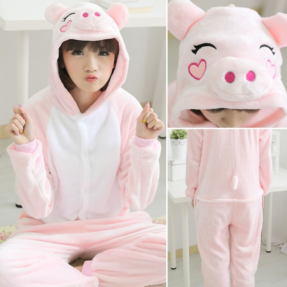 Women Pig Homewear Kigurumi Romper Jumpsuit Onesies Overalls Outfits Lounge Suit Animal Costume New