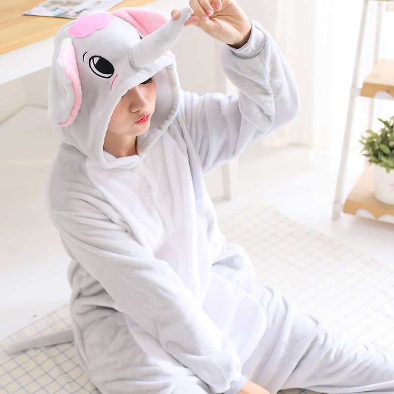 Women Elephant Kigurumi Romper Jumpsuit Onesies Overalls Homewear Halloween Costume Lounge Suit New