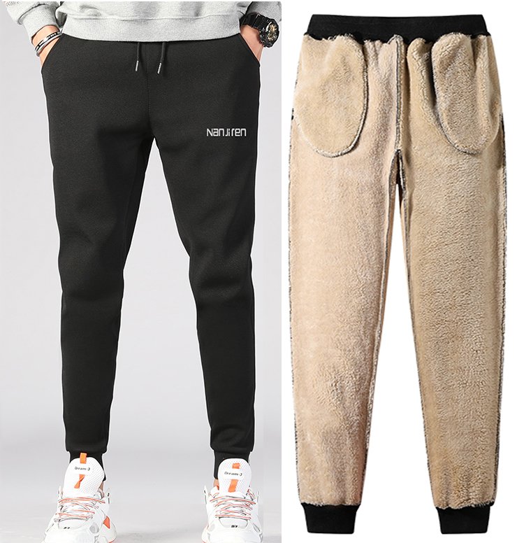 2x Men Athletic Pants Sherpa Lined Sweatpants Active Winter Fleece Trousers Running Jogger Track