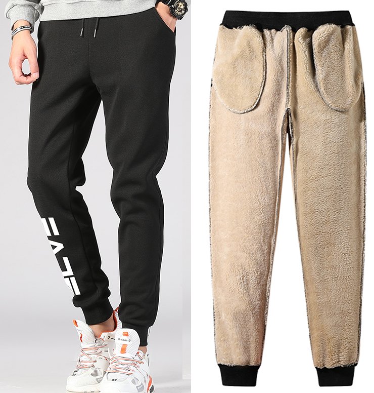 2 Pieces Men Athletic Pants Sherpa Lined Sweatpants Active Winter Fleece Trousers Running Hikiing